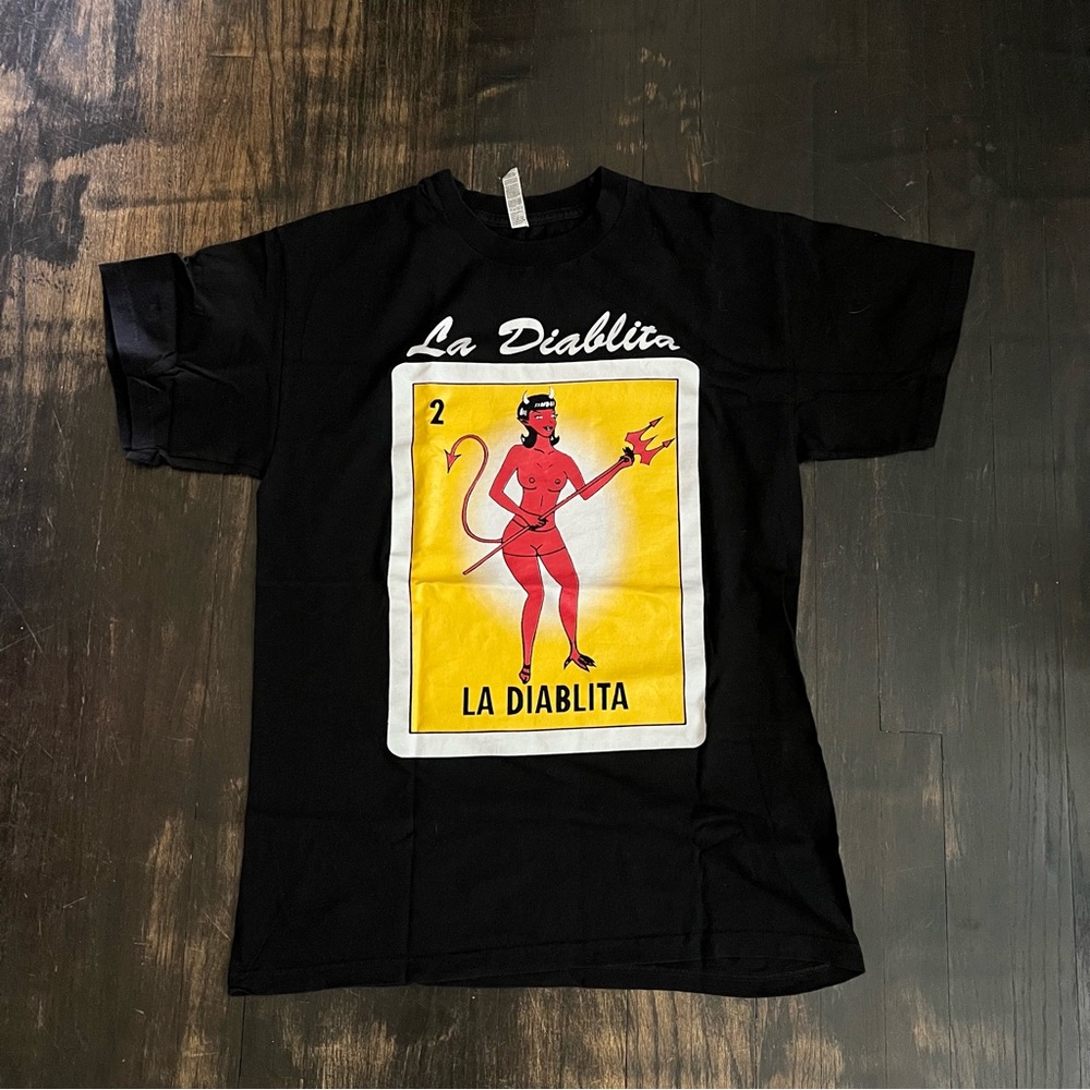 Men’s Black La Diablita Graphic Short Sleeve Lotería Tee size M